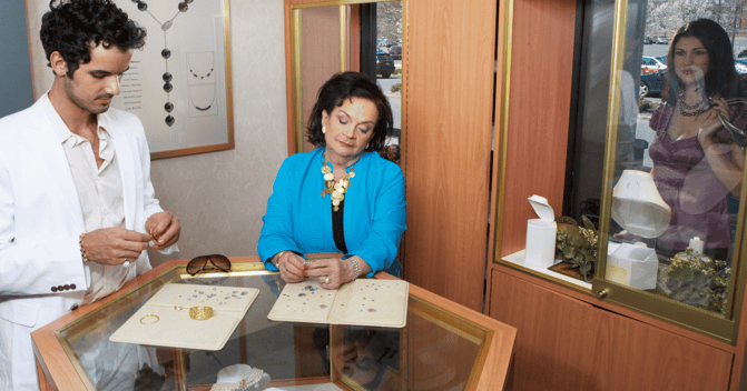 jewelry store owner working on mat