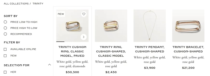 Example of cartier's website design