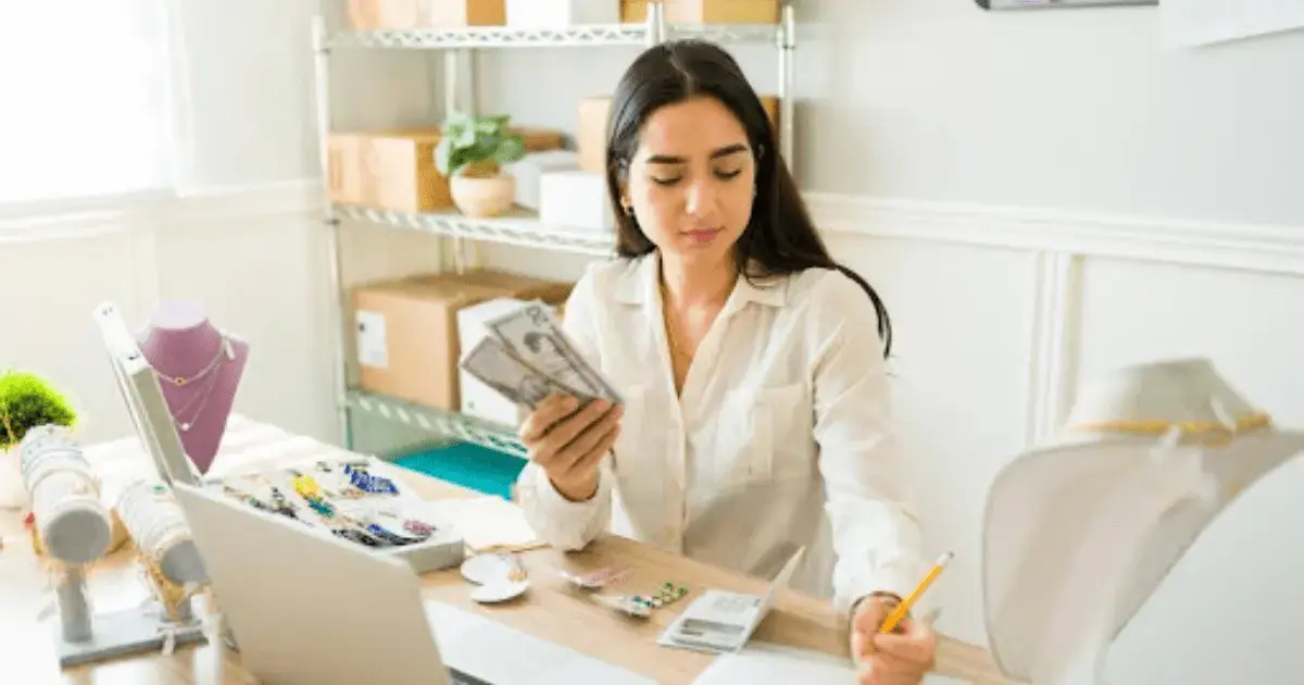 Woman processing payment