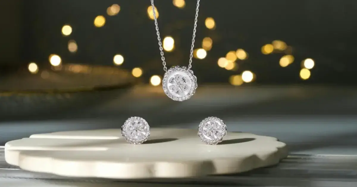 Diamond necklace and earrings