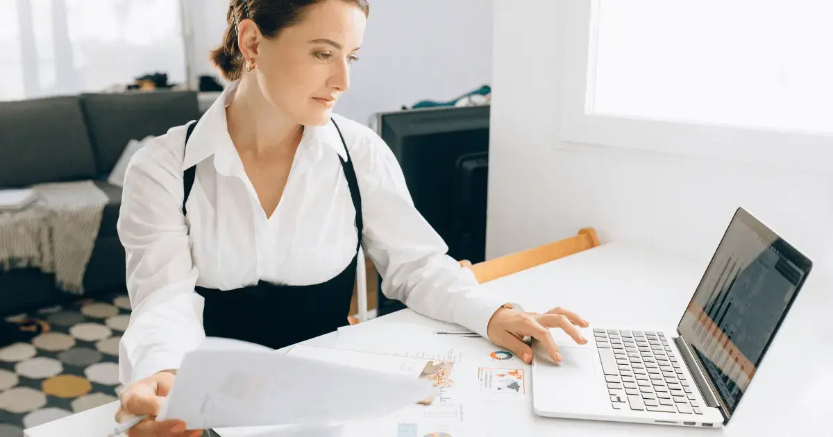 Woman reading reports